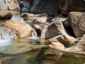 River of the Yunomine Onsen, the oldest onsen town in Japan