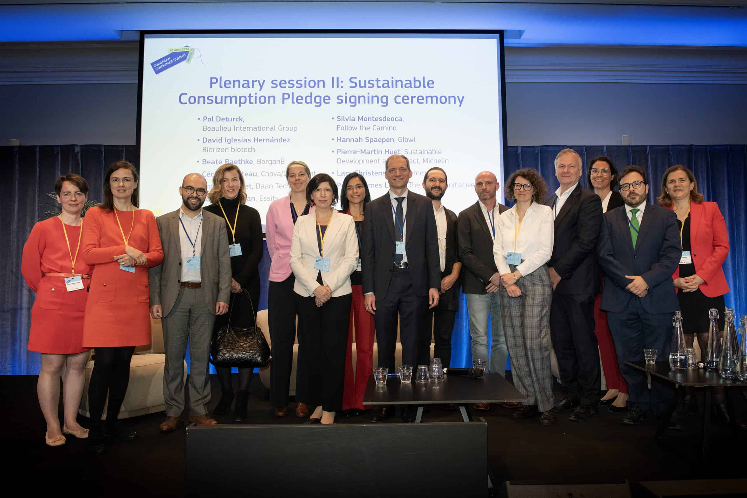 Silvia Montedesco, Sales & Operations Director at Follow the Camino, with other delegates at the EU Commission Sustainable Consumption Pledge.