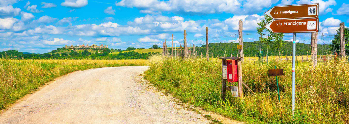 Via francigena signage on camino path