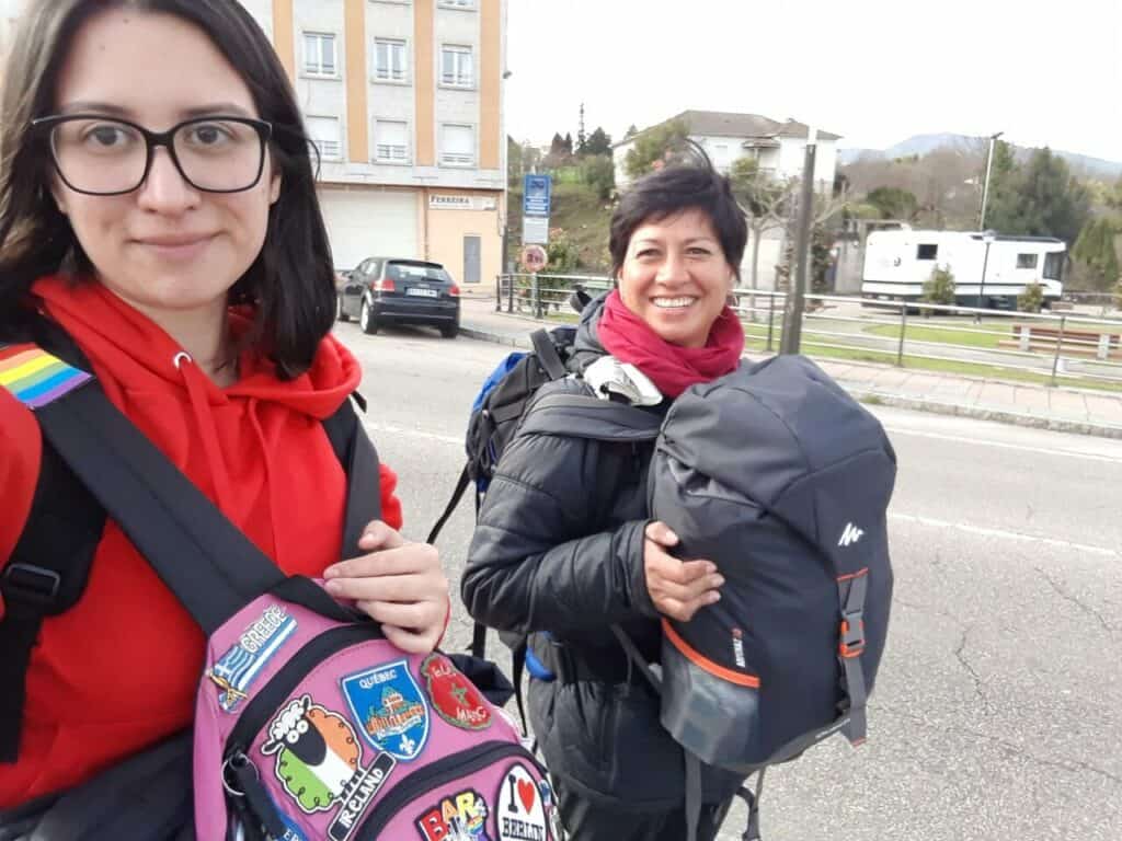 Angie Moreira with her Mum on the Camino Portugues