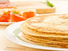 Pancakes with salted salmon