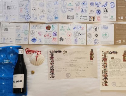 Camino stamps and scallop shell