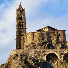 Church Saint Michel d Aiguilhe on a hill in Le Puy en Velay