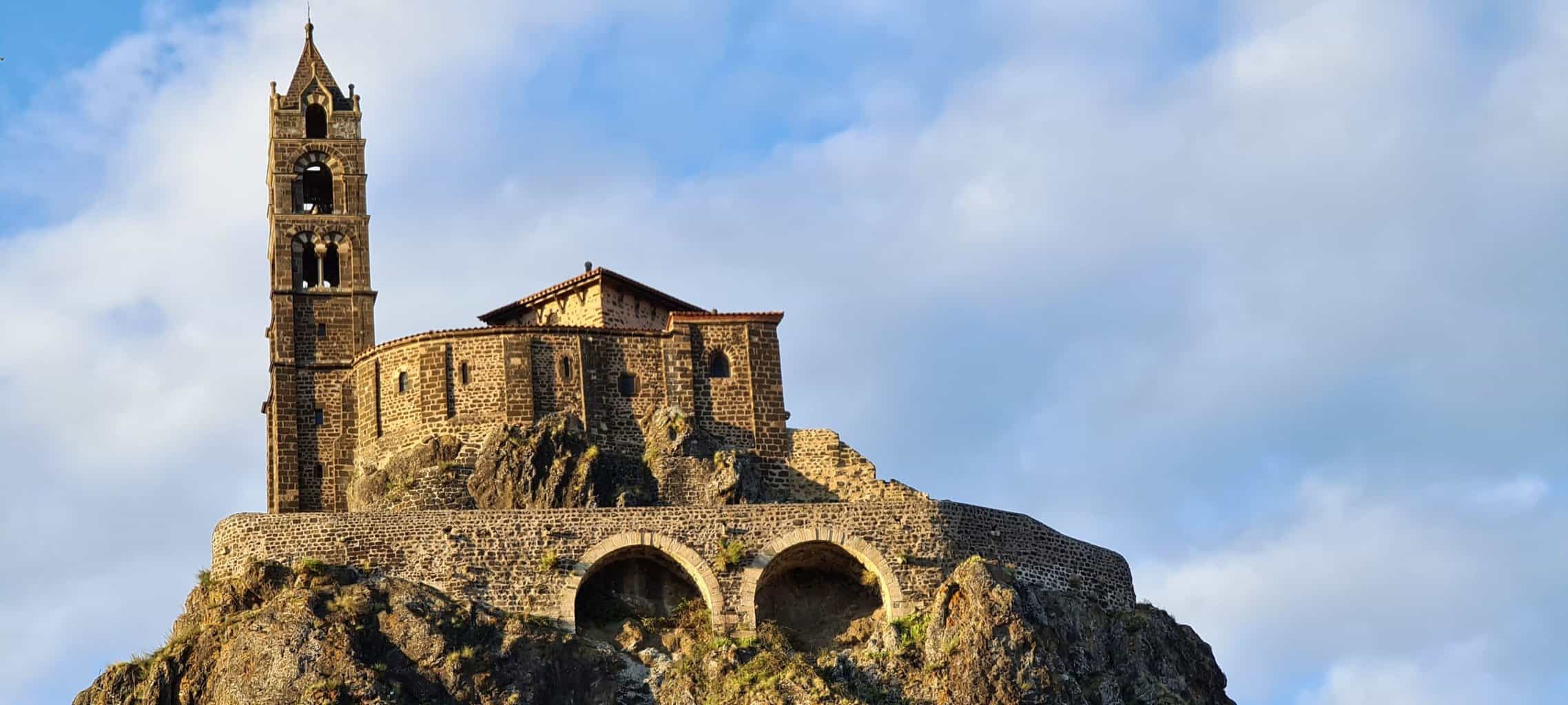 Church Saint Michel d Aiguilhe on a hill in Le Puy en Velay