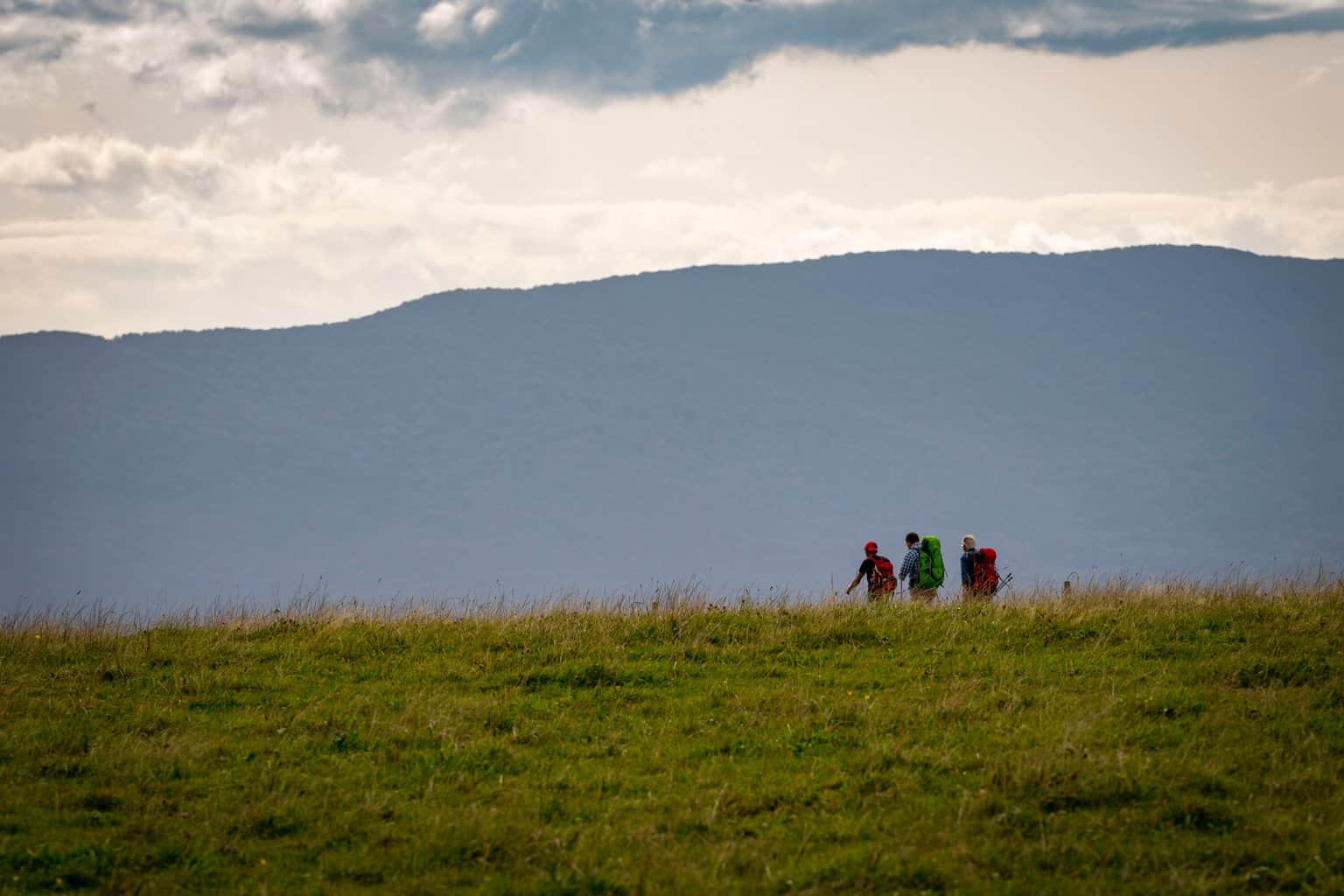 Pilgrims walking on the Geneva Way to Le Puy