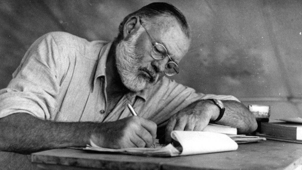 Ernest Hemingway writing