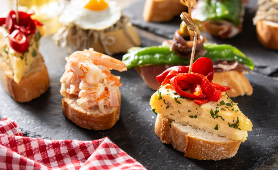 Assortment of Spanish pintxos