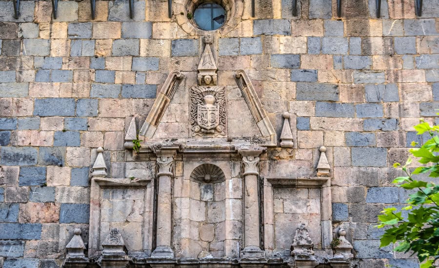 Detail of the church San Nicolás de Bari Burguete. Navarre Spain