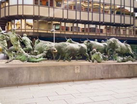 Running Bulls Monument in Pamplona