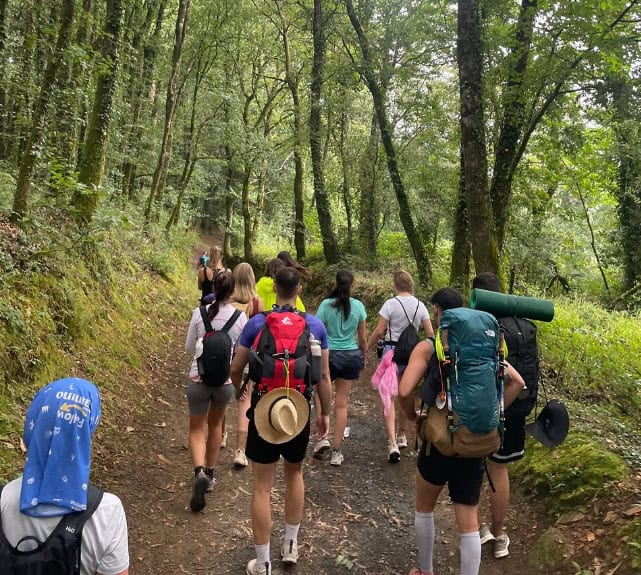 Pilgrim walking on the Camino Frances route
