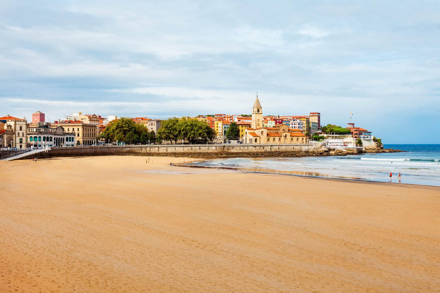 Beach in the city of Gijon along the Camino del Norte Coastal
