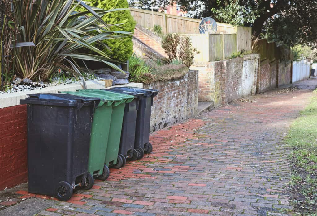 Bins on an outdoor trail