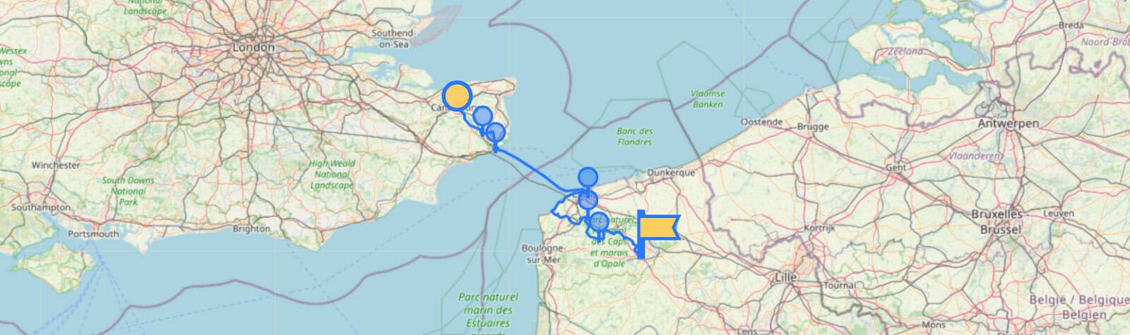 Stage 1 of the Via Francigena map