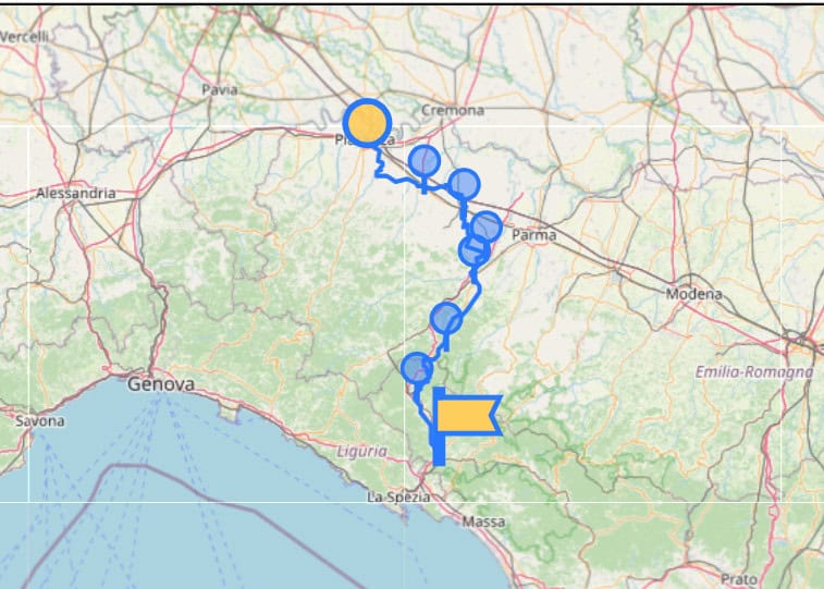 Stage 11 of the Via Francigena map