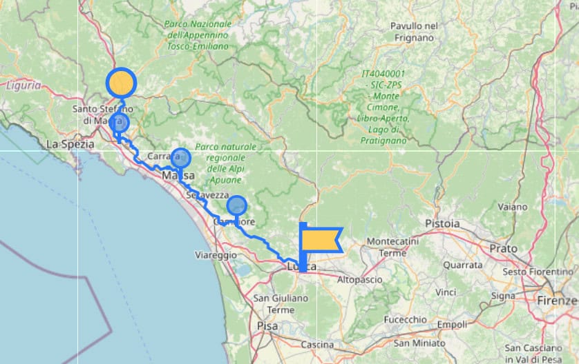 Stage 12 of the Via Francigena map