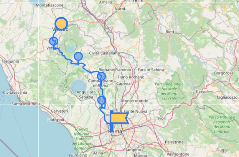 Stage 16 of the Via Francigena map