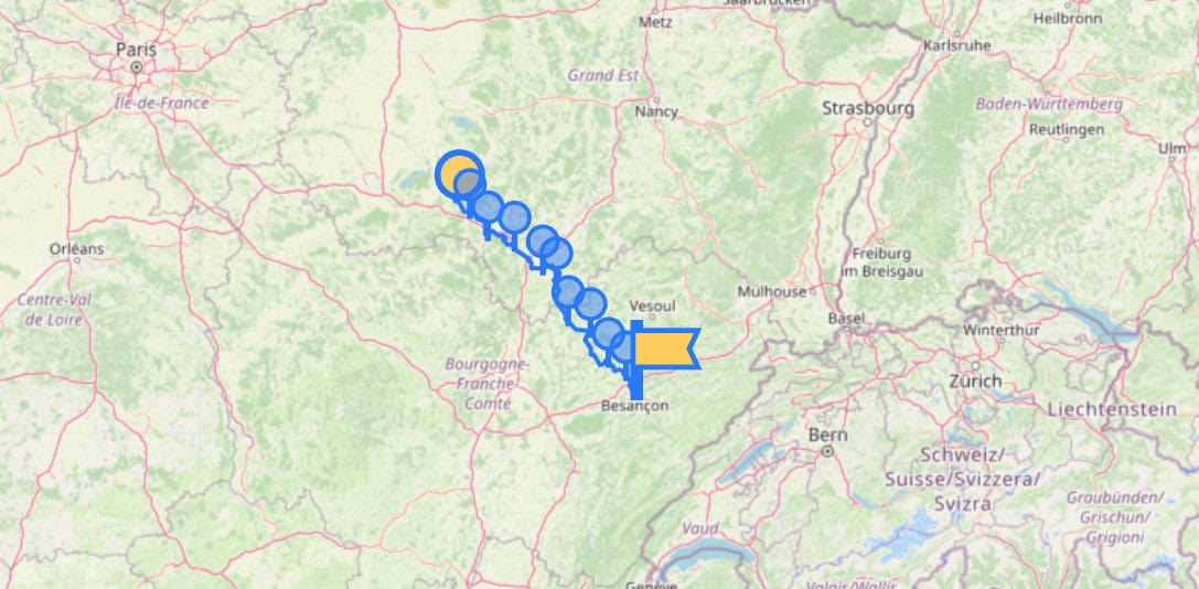 Stage 6 of the Via Francigena map
