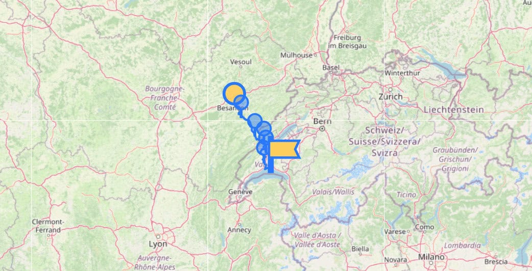 Stage 7 of the Via Francigena map