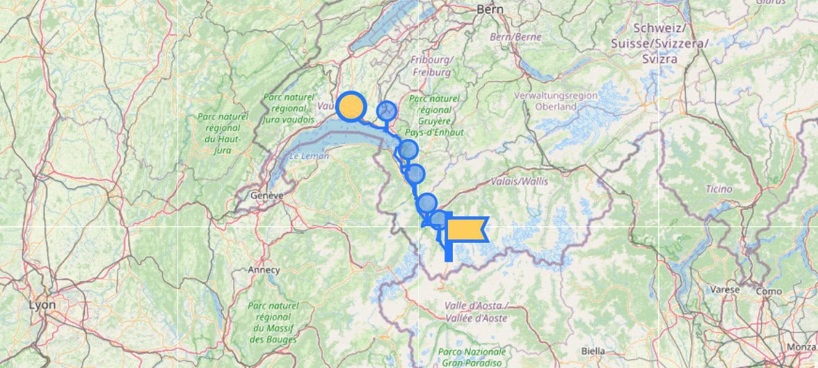 Stage 8 of the Via Francigena map