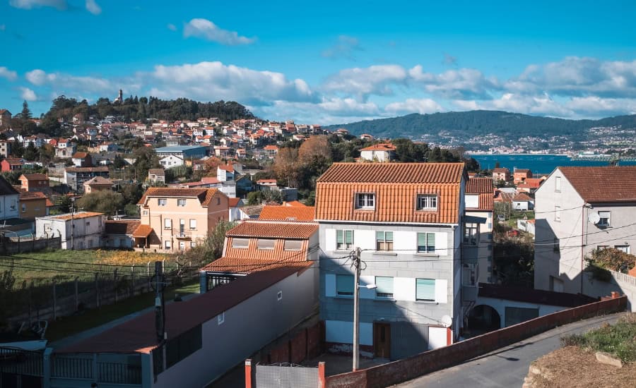 View over the town of Redondela on the Camino Portugues